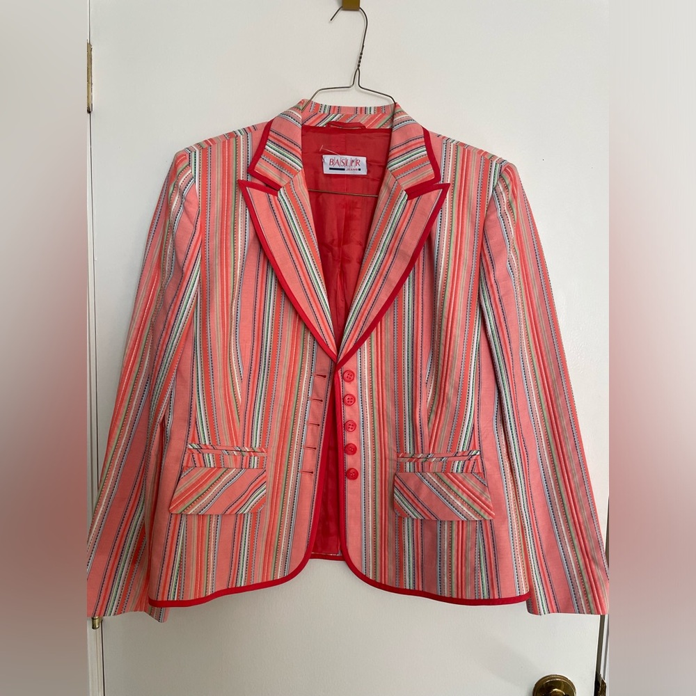 Y2K Vintage Basler Striped Blazer NWOT in gorgeous bright bold spring colors
